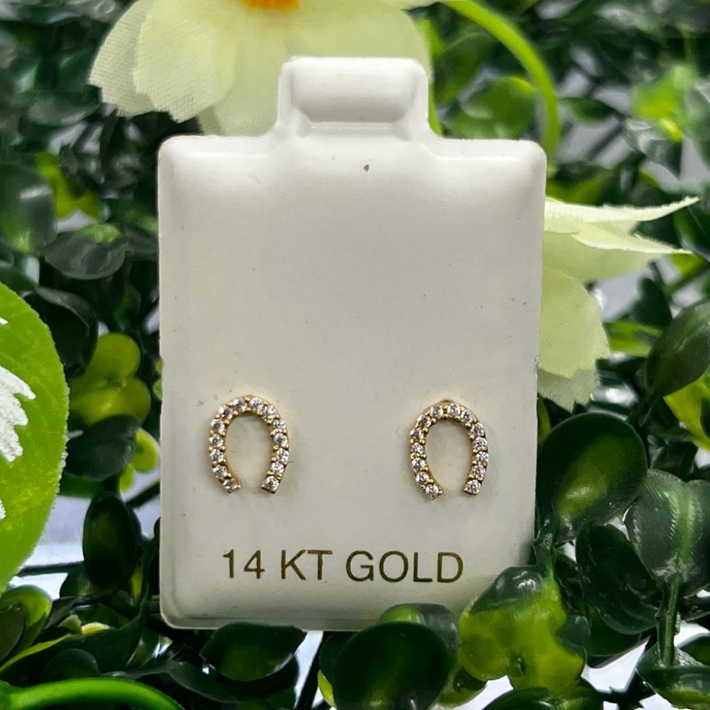 Brand New 14k Yellow Gold Horseshoe Baby Earrings Gifts Jewelry Aretes Oro Nios